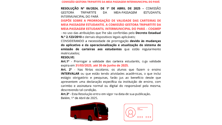 Prorrogação de validade das carteiras de meia passagem estudantis